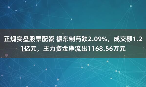正规实盘股票配资 振东制药跌2.09%，成交额1.21亿元，主力资金净流出1168.56万元